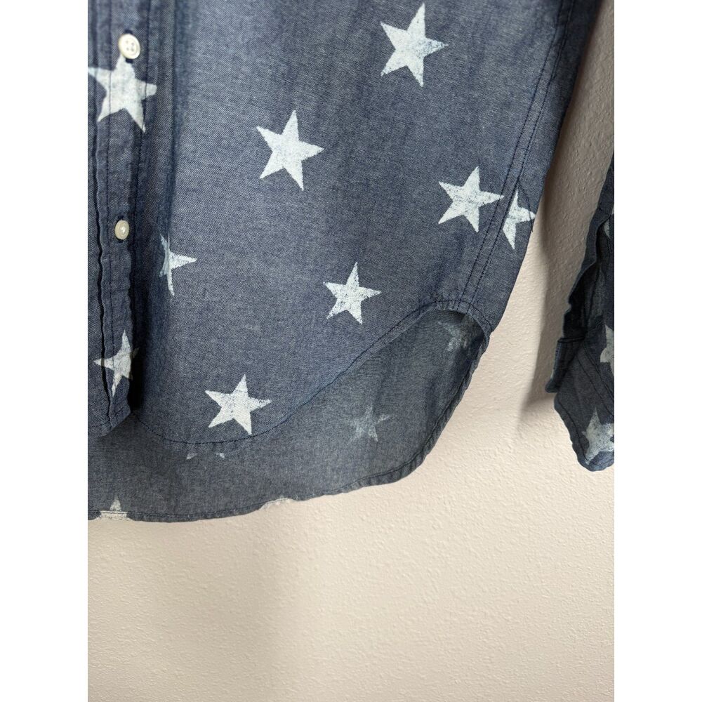 Denim & Supply Ralph Lauren Womens Button Up Chambray Top M Star Print Western - Picture 3 of 8